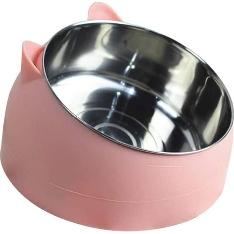 Gamelle Chat 1L Bol pour Animaux en Acier Inoxydable Base Antidérapante Anti-débordôment Tapis en Caoutchouc Grand Bol Chien Rose Clair-Fei Yu (1/5)
