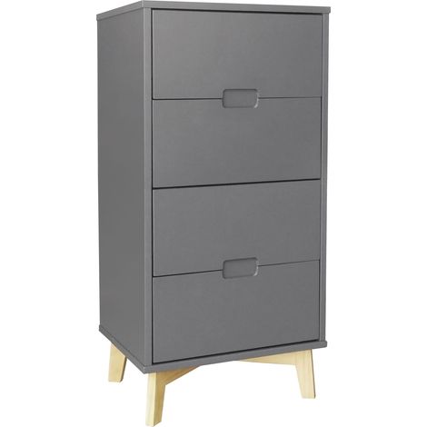 Chiffonnier de 4 tiroirs coloris Gris anthracite - longueur 43 x profondeur 35 x hauteur 104 cm -PEGANE-