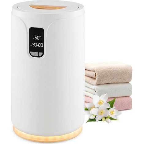 GOPLUS Chauffe-Serviettes 20L, 130°C Seau Chauffe Serviettes avec Minuterie, Arrêt Automatique, 3 Lumière RGB et Verrouillage Enfant pour Spa, Peignoirs, Couvertures, Salle de Bain