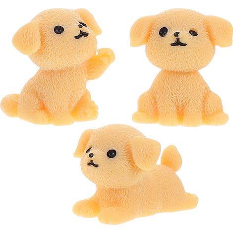 Charming and Realistic Golden Retriever Dog Figurines, 3pcs, Orange Resin, Versatile and Easy-to-Clean Home and Office Decoration (1/5)