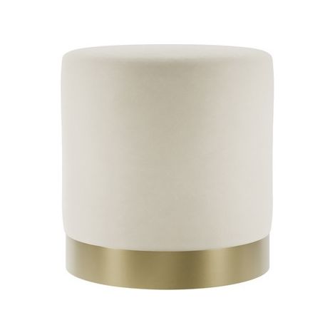 Lara Small Pouffe - Velvet/Metal - L41.5 x W41.5 x H44 cm - Cream/Gold Brushed