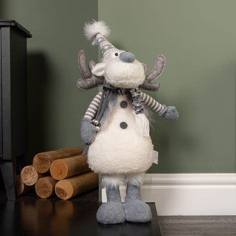 56cm Battery Operated Light up Grey Christmas Standing Reindeer (1/5)