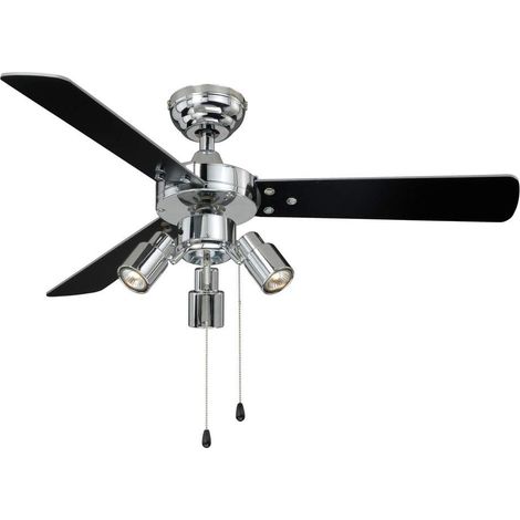 AireRyder Cyrus Ventilatore da soffitto con illuminazione e interruttore, 107 cm, rivestimento cromato lucido, pale reversibili di color nero / argento (1/5)