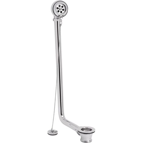 Traditional Exposed Retainer Bath Tub Waste, Suitable for Baths up to 20mm thick, Chrome, 458 x 191 x 45mm