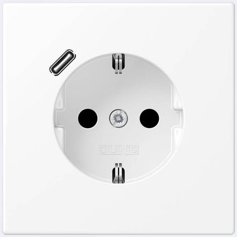 Jung Presa SCHUKO®, 16 A 250 V , con caricatore USB, 1 x tipo C, SAFETY+, serie LS, bianco neve opaco LS 1520-18 C WWM (1/2)