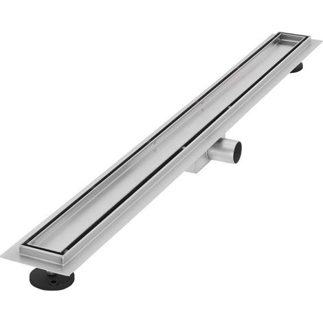 LuxeBath Canal de Ducha Desagüe 90cm Plateado 2en1 Extraplano Acero Inóxidable Fijación al Suelo Sumidero Sifón Doble Cara Autolimpiante con Tope para Olores y Colador de Pelo Alcantarillado para Baño