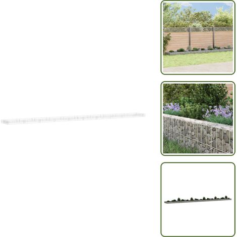 The Living Store Lit surélevé à gabion Acier galvanisé 1000x100x20 cm - Bordure de jardin (1/5)