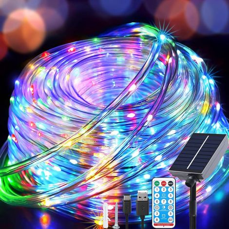 20M 200LEDs Röhren-Solar-Außenbeleuchtung, Röhren-Sonnenröhren-Fernbedienung und USB mit 8 Modi, ferngesteuerte LED-Leuchten-Röhren für Weihnachten, Hochzeit, Garten, Schwimmbad (1/5)