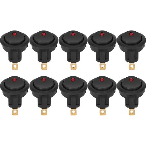 10 pcs Ronde Rocker ON/OFF 12 V tanche SPST Interrupteur LED Projecteur Argent Terminal 3Pin (1/5)
