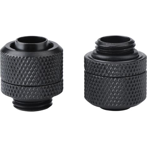 Set di 2 connettori – G1/4 – tubo flessibile – ottone – raccordo a due vie – raffreddamento a liquido per PC – nero (1/5)