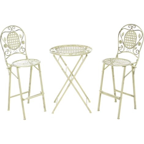 Set da giardino Bart Tavolo in metallo 2 sedie pieghevoli Look invecchiato Verde chiaro Bivio