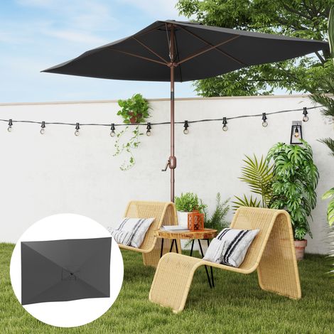 Auvent remplacement parasol 6 baleines toile rechange UPF50+ 3x2m, gris foncé