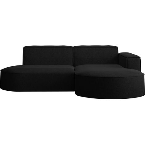 Ecksofa, Sofa L form, Couch L form MODENA L STUDIO stoff Neve Schwarz Rechts