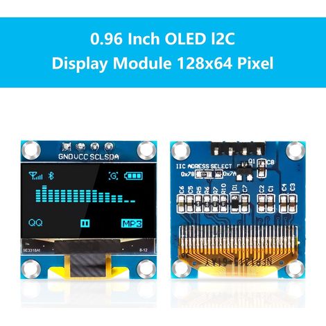 Module d'affichage OLED de 0,96 pouces, 128 x 64, I2C, compatible avec Arduino PI (Blanc)