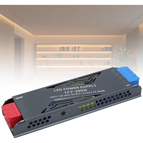 LED Transformer 220V 12V 200W 16.6A Power Supply Driver Ultra Slim LEDs Transfo Switching AC to DC Voltage Converter for Indoor Strip (1/5)