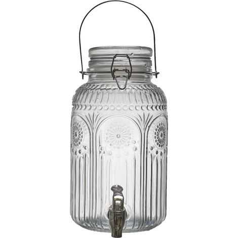 Distributeur à boisson 4L en verre décor vitraux avec robinet