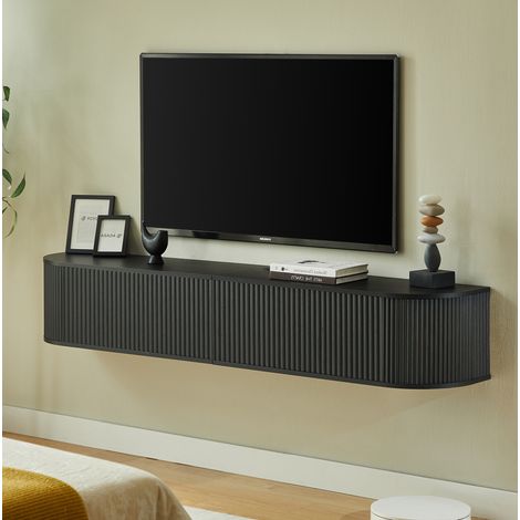 TV-Hängemöbel 180 cm Schwarz, geriffelte Türen, für 50–80-Zoll-TVs (1/5)
