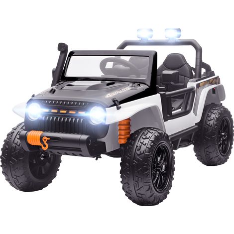 Voiture électrique pour enfants, batterie 12 V, avec siège parent enfant, télécommande, musique, klaxon, lumières LED, 3 8 ans, blanche (1/5)