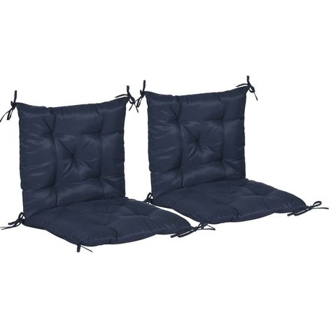 Set de 2 cojines de asiento 98 x 50 x 8 cm azul oscuro con cintas de sujeción, poliéster HOMVRA (1/4)