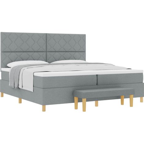 Maison Exclusive - Lit à ressorts avec coussin Gris clair 200 x 200 cm tissu (1/5)