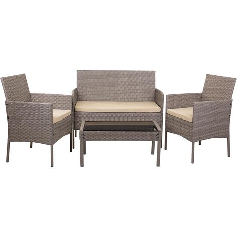Set mesa, sofá y 2 sillones color gris