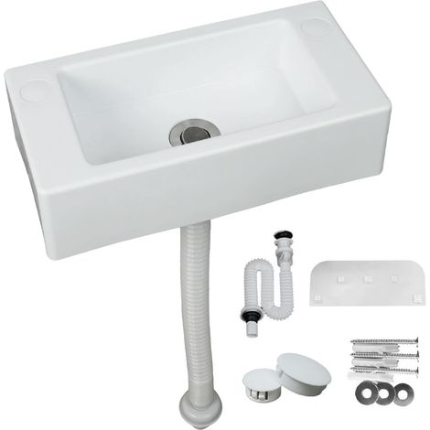 Lavabo en plastique avec tuyau - Pour jardin, garage, cave, camping-car (blanc, 40 x 20 cm) (1/5)