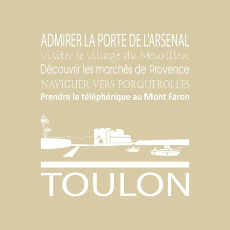 Tableau sur toile Toulon beige 30x30 cm - Impression sur Toile Murale Décorative - Image imprimée en HD sur Toile - Toile sur Châssis en Bois FSC - Fabriqué en France