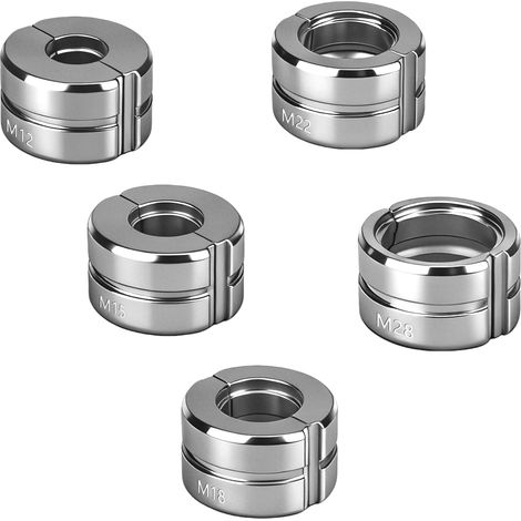 Mâchoires de Sertissage pour Tubes – Profil M 12/15/18/22/28 mm – Cuivre et Inox – Acier Chromé HRC 48-55 – Finition Argent par Galvanisation (Chrome Pur) – Compatible Manuelle et Électrique (1/5)