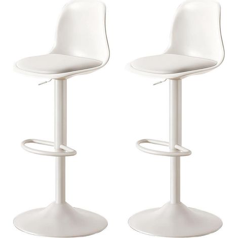 Barhocker 4er-Set höhenverstellbar mit Rückenlehne und Fußstütze, drehbar, weiß (1/5)