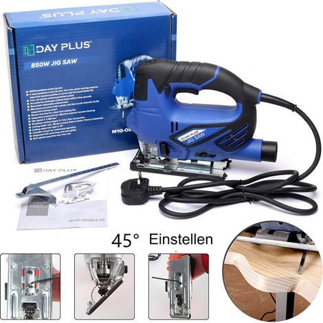 Stichsäge 850W elektrische Stichsäge Pendel Holz Metall Kunststoff Schneidwerkzeug Kabelgebunden, elektrische Stichsäge mit Laser, 6 variable Geschwindigkeiten (Hinweis: Keine Klingen enthalten)