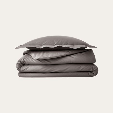 Parure de couette 240 x 220 cm + 2 taie 63 x 63 cm en percale de coton Acier (1/5)