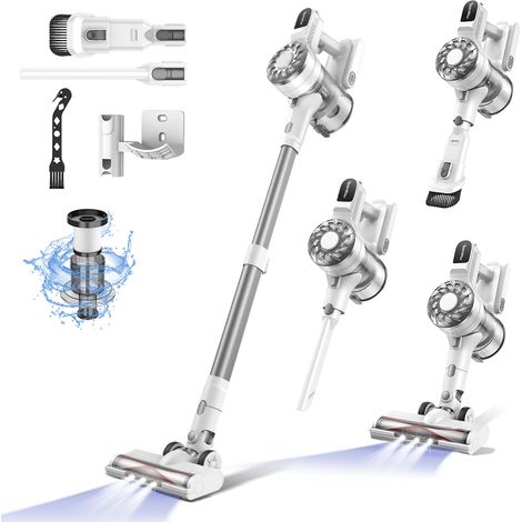 Aspirateur sans fil Teendow V08 Pro - Puissance de 250 W, aspiration de 25 000 Pa, autonomie de 35 minutes, poids de 2,85 kg - Blanc