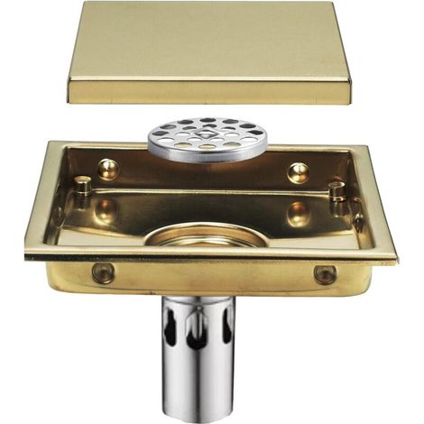 Drain de Douche 150x150mm Siphon de Sol Carré Caniveau de Douche 304 Acier Inoxydable Anti-Odeur Drain de Plancher
