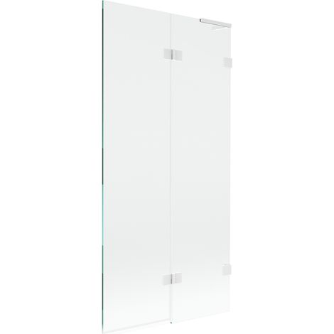 Mexen Lunar L paroi de baignoire 2 volets droite 90 x 150 cm, transparent, blanc - 897L-090-100-20-00-P (1/5)
