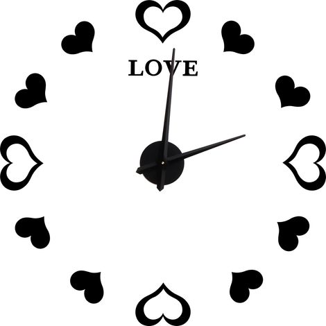 Horloge murale innovante à faire soi-même, autocollant mural en acrylique avec surface miroir, pour la décoration intérieure (noir) (1/5)