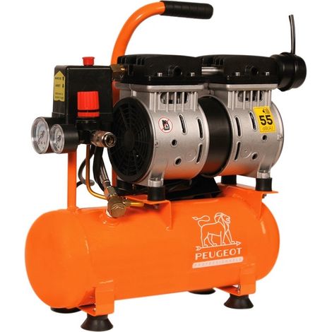 Compresseur à piston 0,55 KW - 6 Litres - 6,2 m3/h - 230V -Silencieux 55Db - PEUGEOT PROFESSIONNELS - PCAP6SH6