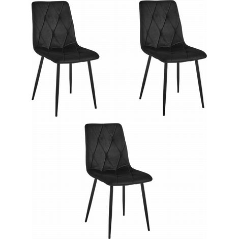 Fauteuil Libra - velours noir / pieds noirs x 3 (1/5)
