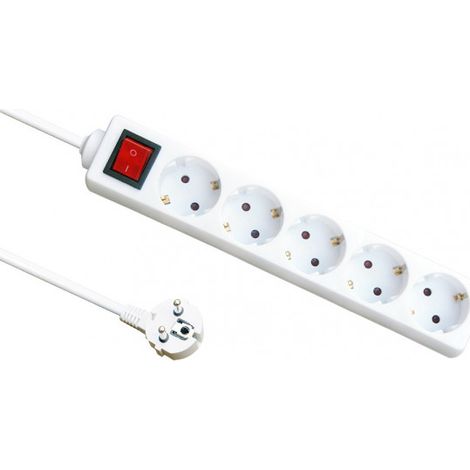 Mehrfachsteckdose 5 Steckdosen und Schalter cable 3m 3gx1,5mm de copper 3500w max