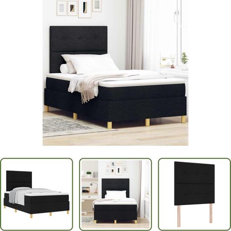 vidaXL Schlafzimmer - Boxspringbett mit Matratze Schwarz 120 x 190 cm Stoff (1/5)