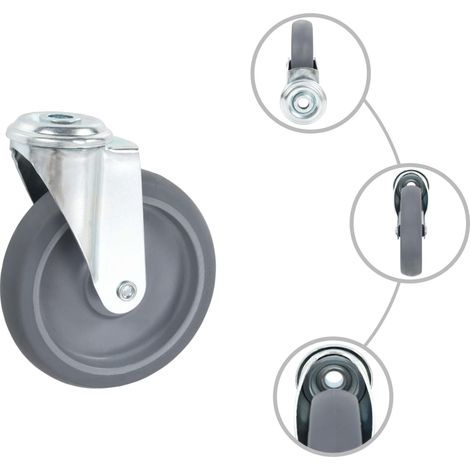 4 pcs Roulettes pivotantes à trou de boulon 125 mm CFW59107 (1/4)