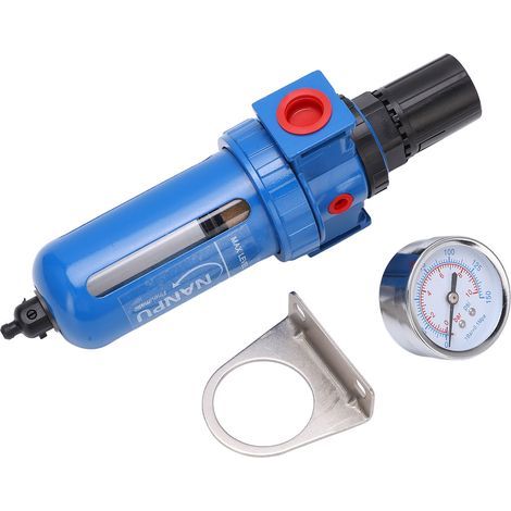 Druckluftreglerfilter mit Manometer und Halterung, manuelle Schnellentlüftung 1/4" NPT (1/5)