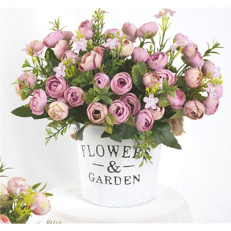 bouton de camélia artificiel à 5 fourches et 13 fleurs (1/5)