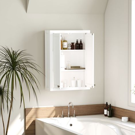 Badezimmer-Wandschrank mit verstellbaren Einlegeböden – Weiß