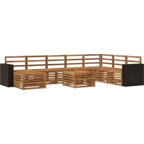 Outdoor Sofa Set 9 pcs Natural Solid Acacia Wood vidaXL (1/5)