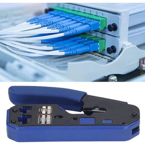 Kit d'outils de sertissage multifonctionnels pour câbles réseau RJ45. Ce kit comprend des outils de sertissage pour câbles réseau et une pince à sertir à tête cristalline pour sertir les connecteurs R (1/5)