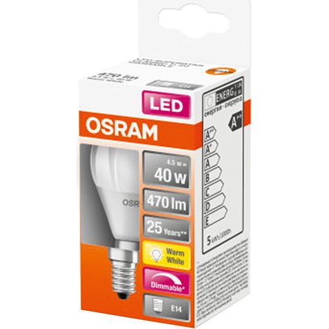 OSRAM - Led sphérique dépoli 5.5w dim e14 470lm 2700K bte 1 (1/2)