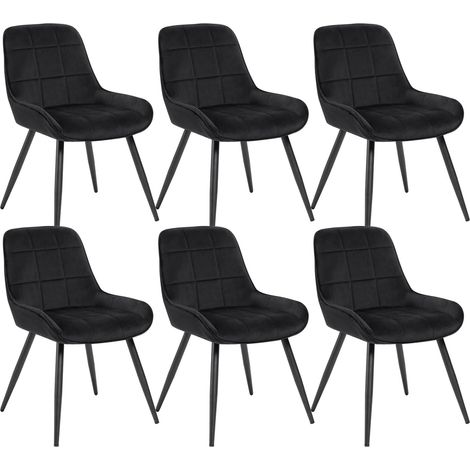 WOLTU set of 6 Dining Chairs. Relaxing Chairs Velvet. Chairs for Bedroom. Living Room. Dining Room and Kitchen. Ergonomic Chairs with Backrest. Black (1/5)