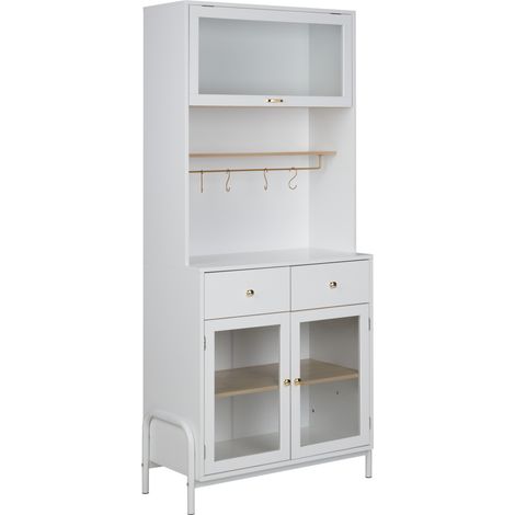 Armario decorativo con cajones y vitrina de vidrio blanco Parlin (1/5)
