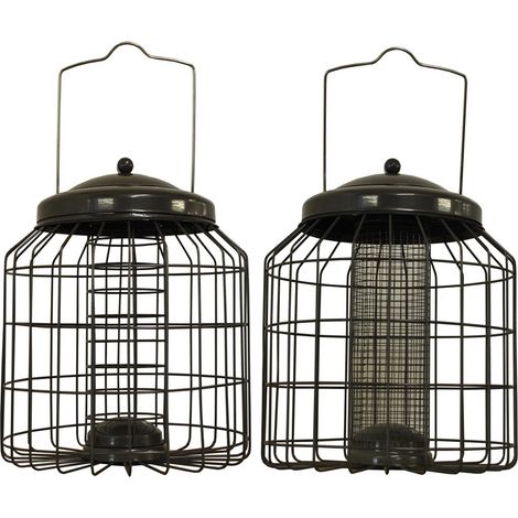 Heavy Duty Squirrel Proof Hanging Bird Nut and Suet Feeder (Set of 2)