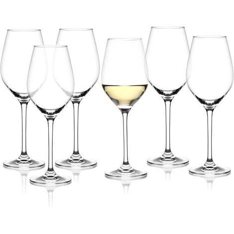 Juego de 6 copas de vino blanco Aspen de 360 ml, transparentes, Duka
